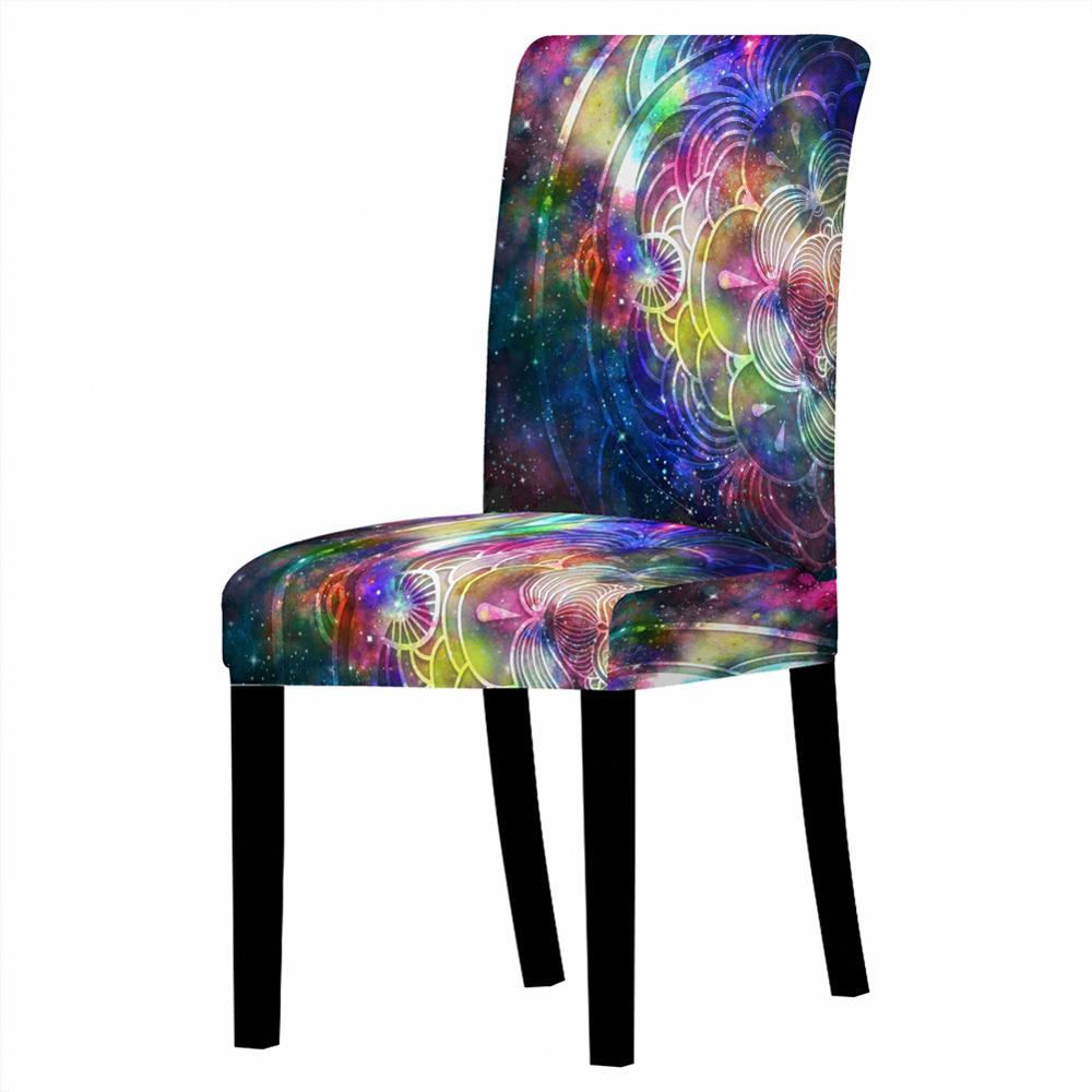Housse de chaise élastique en élasthanne avec motif mandala et fleurs, housse de protection pour chaise à dossier haut, pour restaurant, fête de mariage, décoration de salle à manger