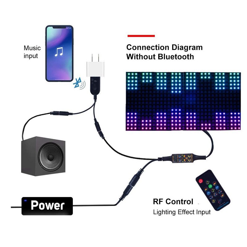 WS2812B WS2811 1903 3 Pin LED Strip/Matrix Panel Bluetooth Music Dream Color CSY07 Controller 13 Keys RF Remote Built-In Mic/AUX
