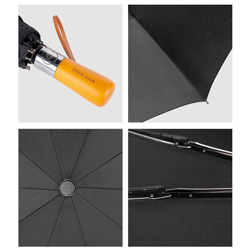 Black Full Automatic Business Umbrella Three Folding Male Female Parasol Umbrella Rain Women Windproof Luxury Umbrella For Men