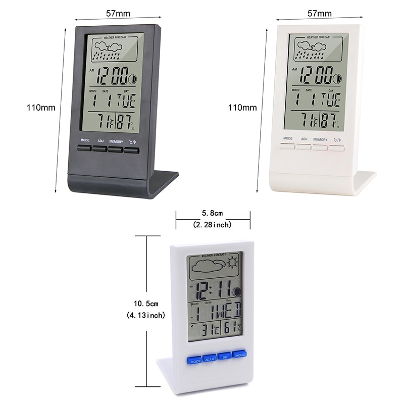 Digitale Lcd Indoor Thermometer Hygrometer Wekker Kalender Weerstation Bureauklok Temperatuur-vochtigheidsmeter Barometer