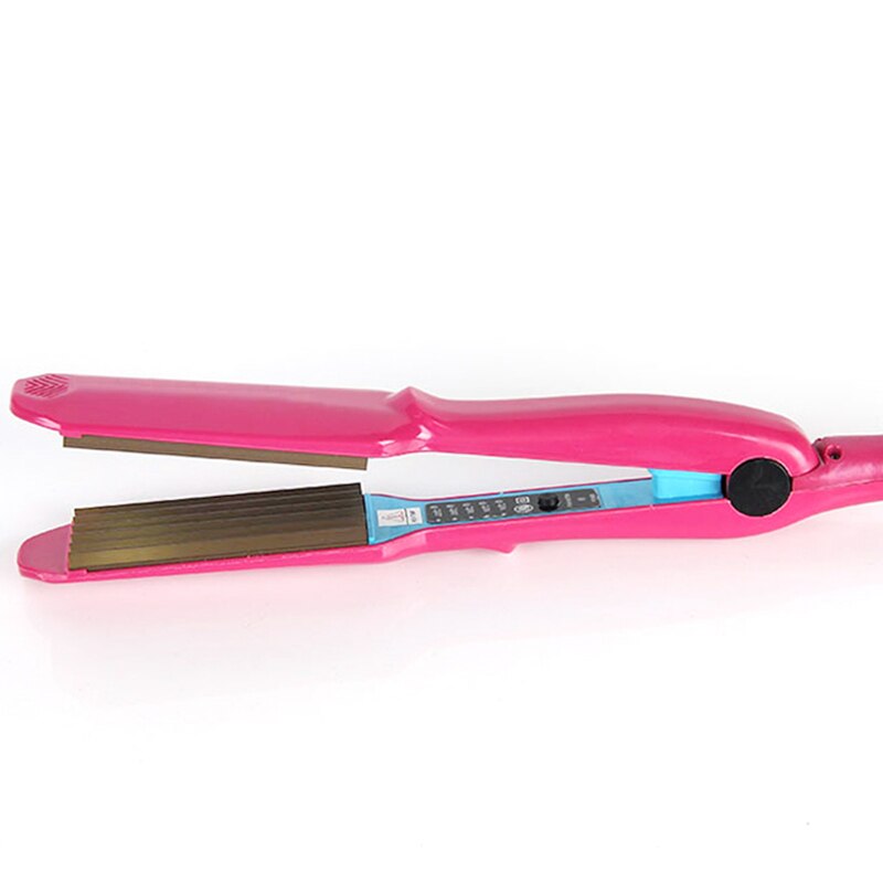 Plancha para rizar el cabello, herramienta de peinado, volumen para placas de maíz corrugado: Pink