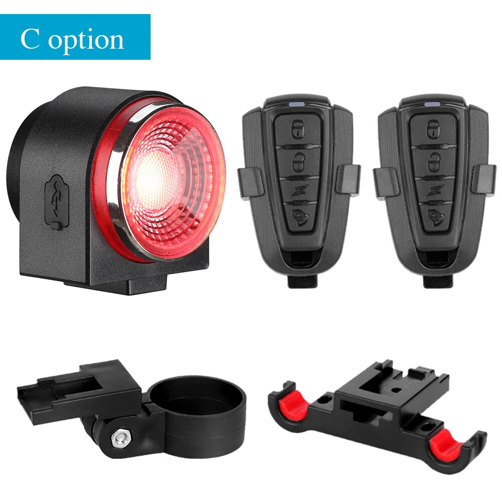 Awapow z zabezpieczeniem przeciw kradzieży rowerowy ogon alarm świetlny USB akumulator Super jasne światło rowerowe IP65 wodoodporne tylne światło doprowadziło lampa rowerowa: C