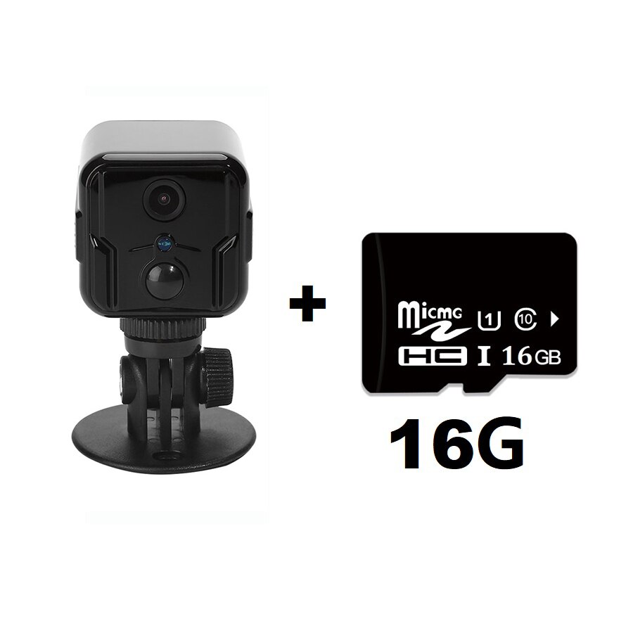 Battiphee – Mini caméra de Surveillance T9 IP WiFi sans fil, 1080P, Vision nocturne, enregistrement en boucle: With 16G Card