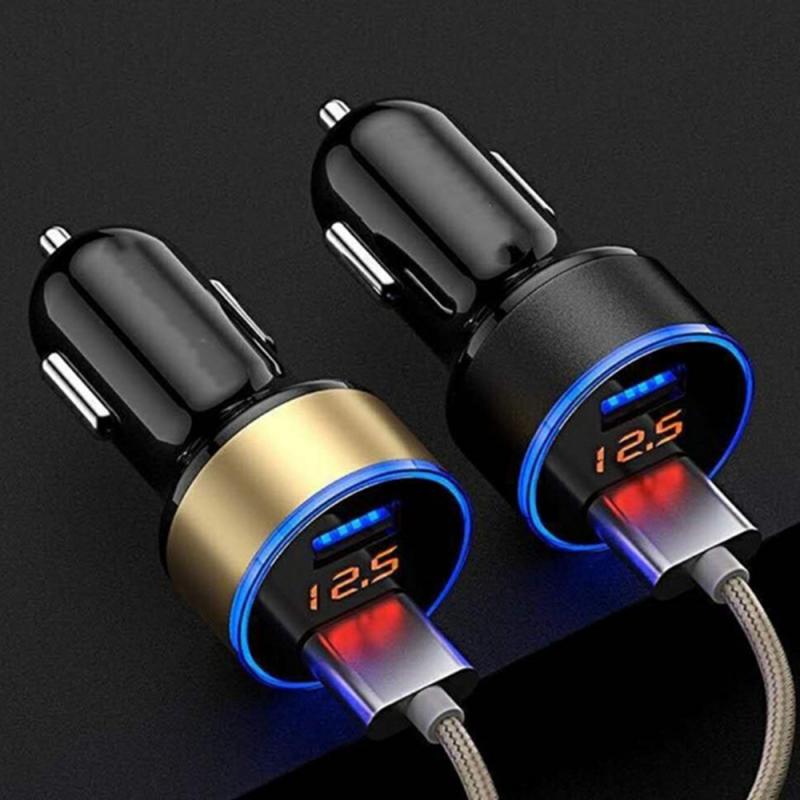 Usb Autolader Auto Telefoon Oplader Dual Usb Adapter Sigarettenaansteker Led Voltmeter Voor Alle Soorten Mobiele Telefoons Voor xiaomi