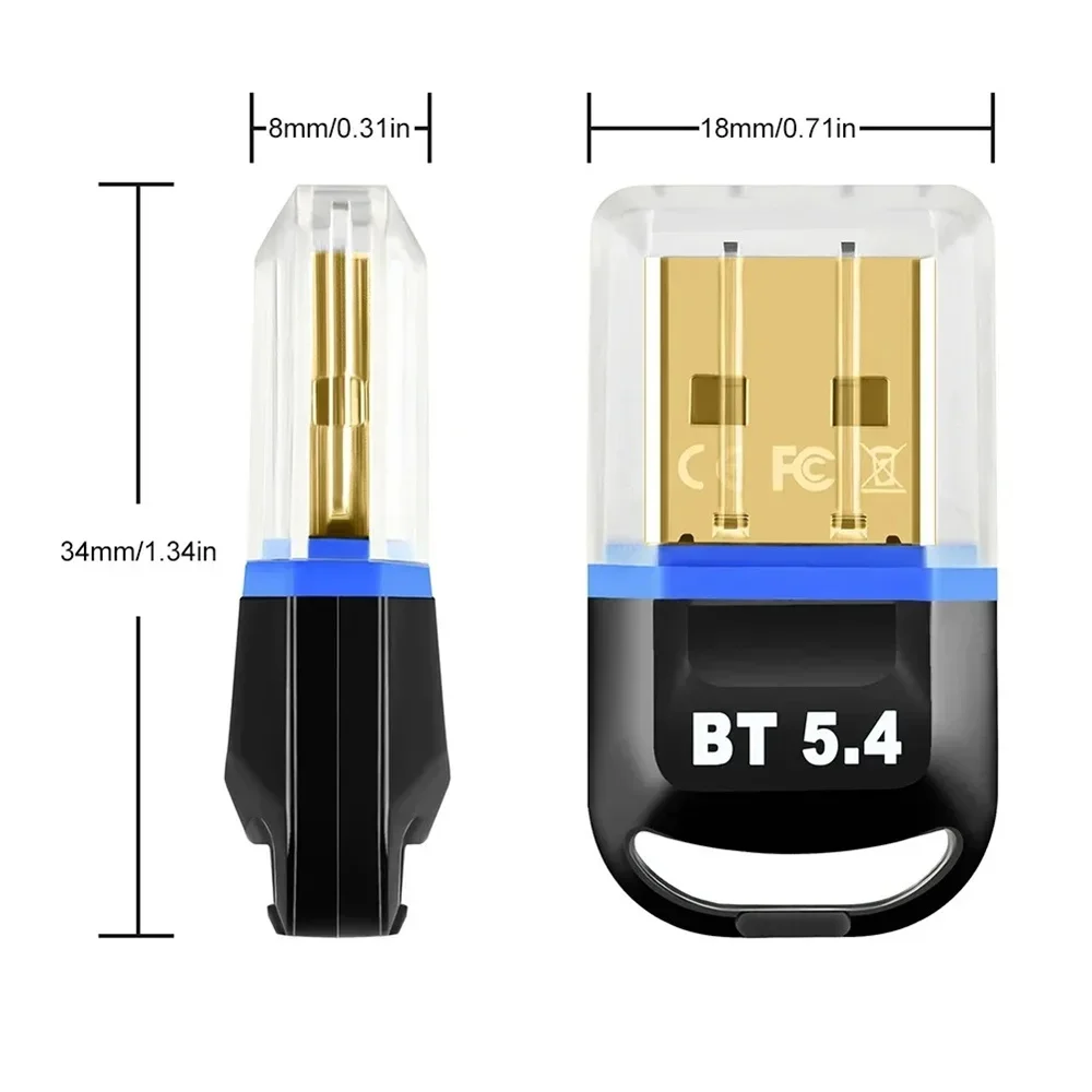 Bluetooth 5.4 Adapter for PC USB Bluetooth 5.3 Dongle Bluetooth Receiver for Speaker Wireless Mouse Keyboard Audio Transmitter