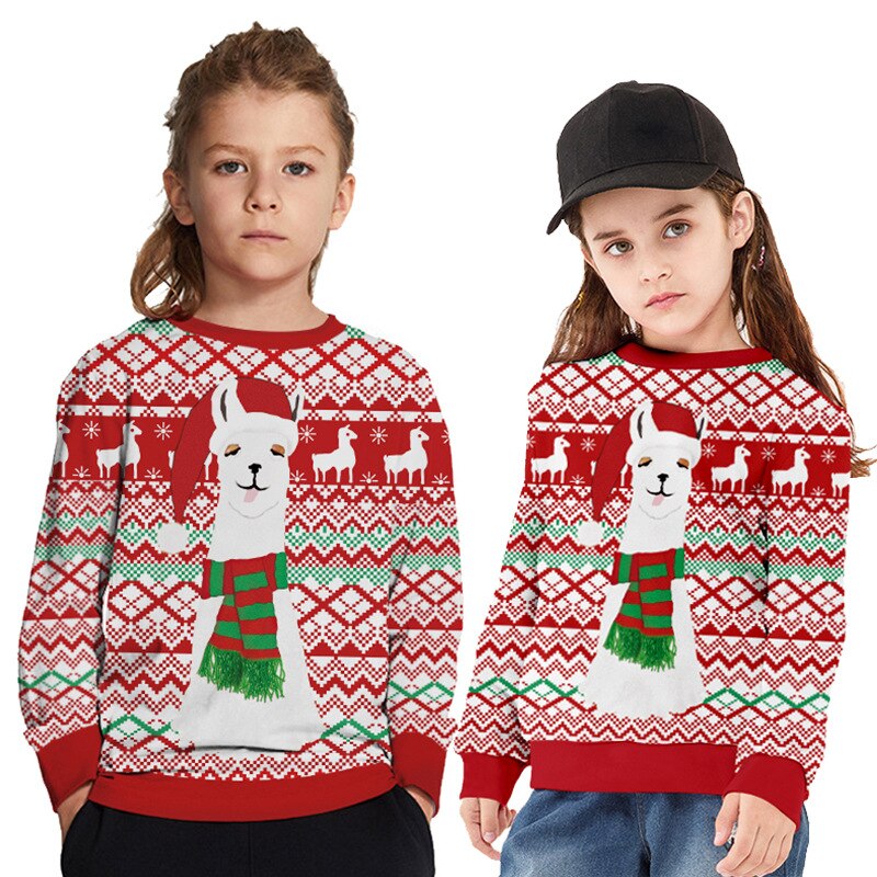 Sudadera con estampado Digital de oveja para niños, Otoño, Navidad, Europa y América, talla grande, Top de cuello redondo, tendencia,