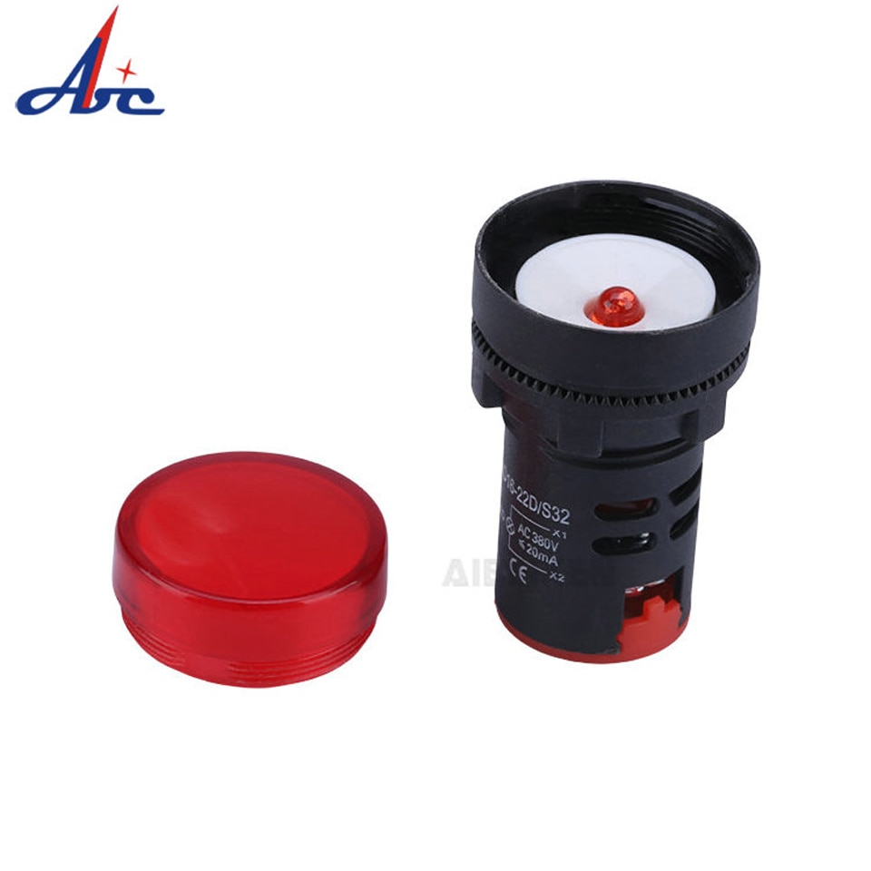 Lampe Pilot-signal-lys ledet-strøm-indikator 22mm- panel 220v 24v montere 380v 12v 110v rød hvit gul grønn