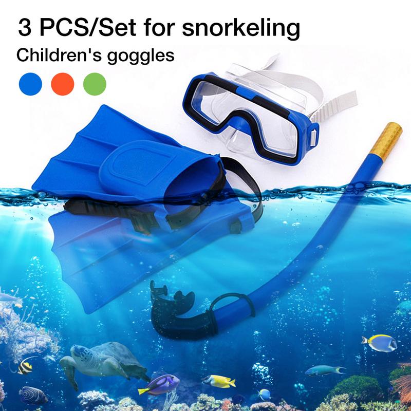 3Pcs Set Droge Type Snorkel Bril Duiken Bril Zwemmen Vinnen Voor Kinderen Kid Jongens En Meisjes