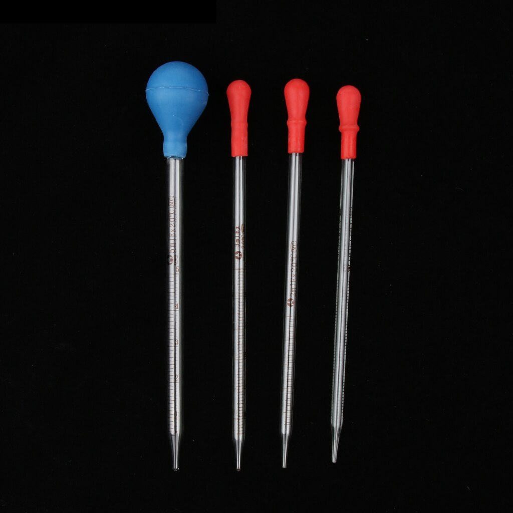 1-5ml glass pipette med gummipære laboratorie kjemi dropper dispensering