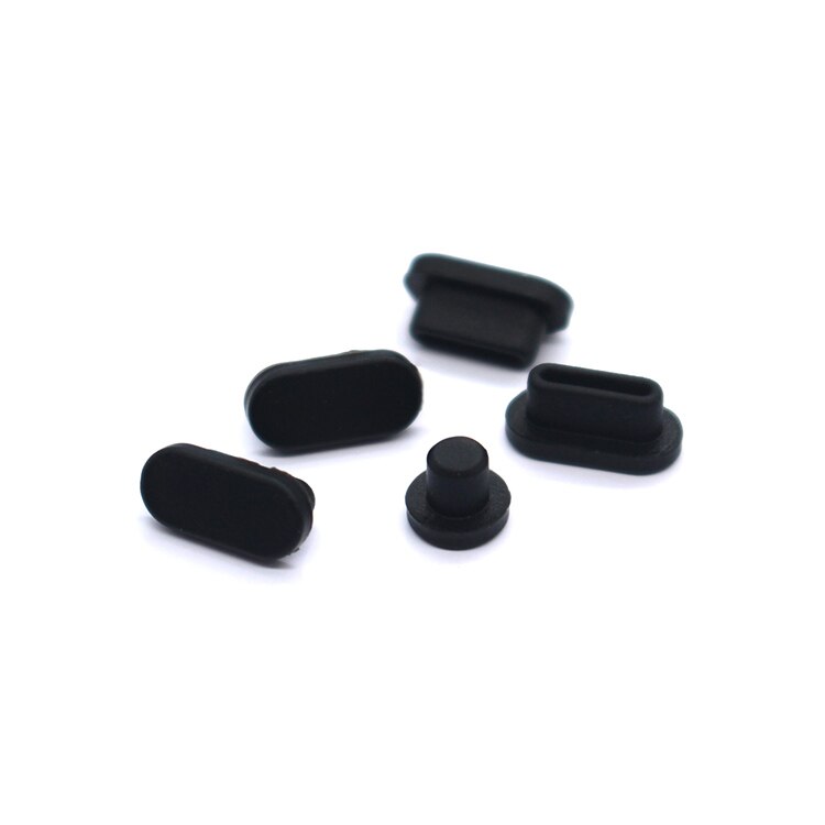 5 Stks/set Anti Dust Vuil Plug Voor Macbook Pro16 Macbook Air 13 Macbook 13 15 Pro Touch Bar Siliconen Poort stekkers Cover Set: 5  Black