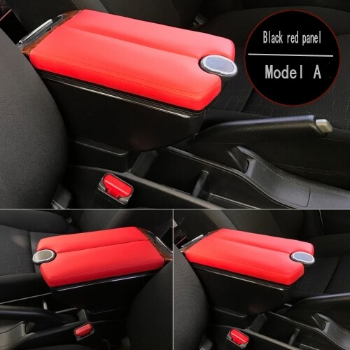 Boîte Convertible accoudoir pour Peugeot 307 CC, Double portes ouvert, 7usb centrale, boîte de rangement, accoudoir: A-Black red panel