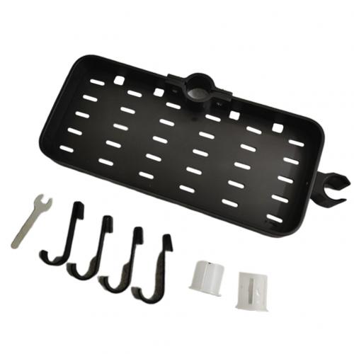 Bathroom Shampoo Storage Tray Lifting Rod No Drilling Rectangle Shower Shelf: Black