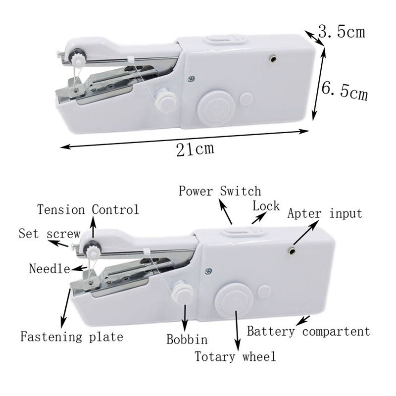 Mini Portable Sewing Machine Manual Foot Walking Foot DIY Apparel Sewing Needlework Hand-Held Clothes Handwork Fabric Tools