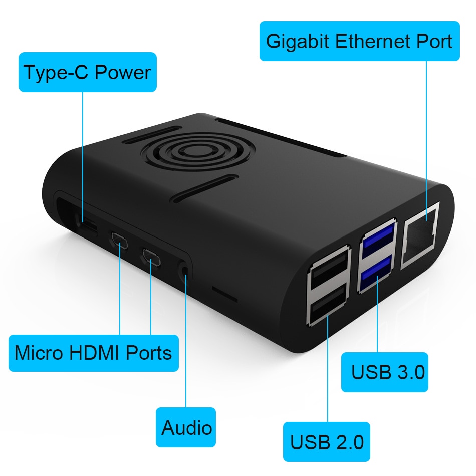 Voor raspberry  pi 4 behuizing raspberry pi behuizing met koelventilator raspberry  pi 4 koellichaam voor raspberry  pi 4 model b  pi 4b pi 4