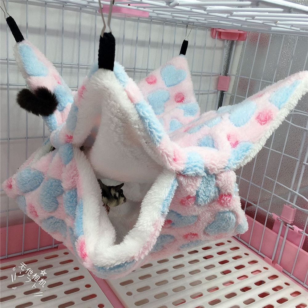 Small Pet Hammock Hanging Beds Hamster Cage Ferret Rat Squirrel Beds Comfortable Double-layer Plush Cotton Nest Pet Sleeping Bag