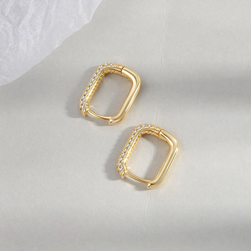 XIYANIKE orecchini a cerchio in zircone quadrato geometrico Color argento per donna moda temperamento nobile personalità di alta qualità
