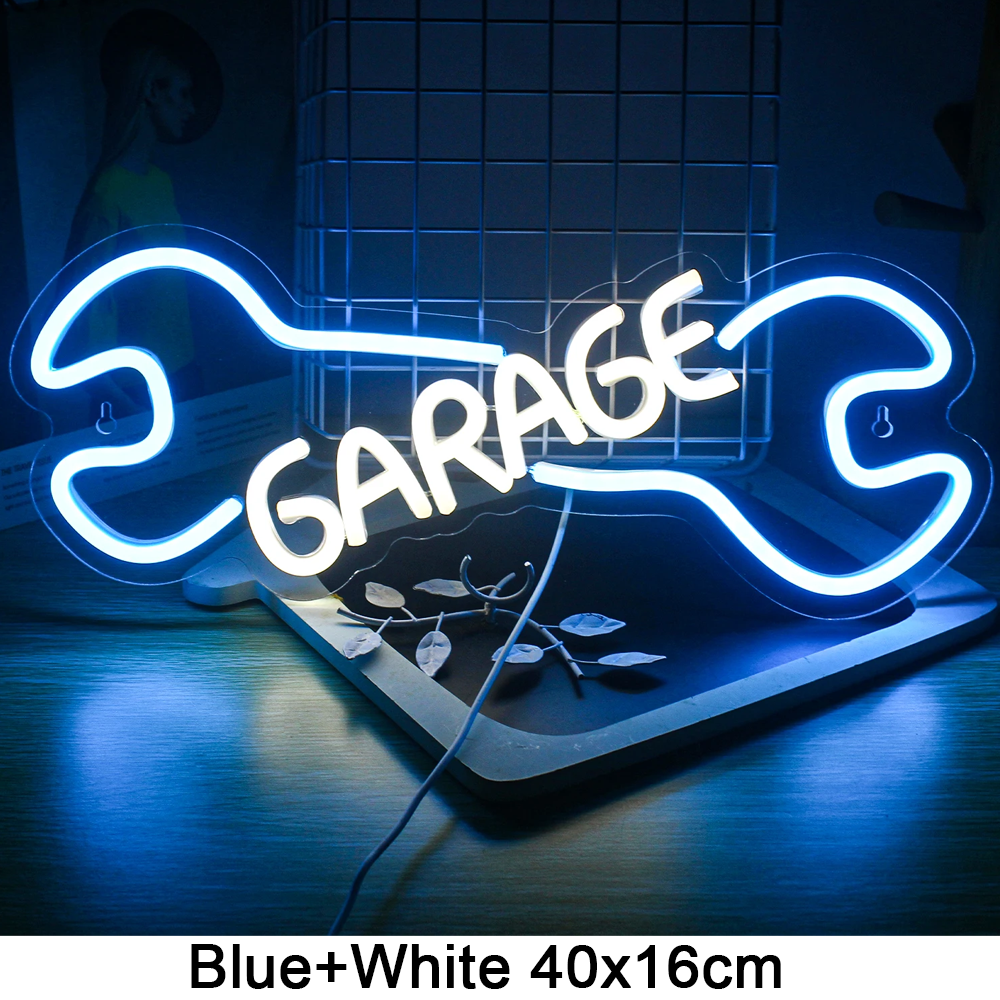 Letrero de neón con motor, luz Led para habitación de coche, garaje, taller de reparación, decoración de pared, Bar, , Club, lámpara de ambiente luminosa, alimentación USB: Color blanco cálido
