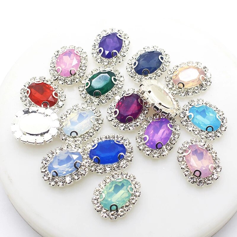 Gorąca sprzedaż 10 sztuk/partia 15*20mm RhinestoneResin galaretki kolor akcesoria do ręcznie wykonane nowe mody błyszczące Cabochon...