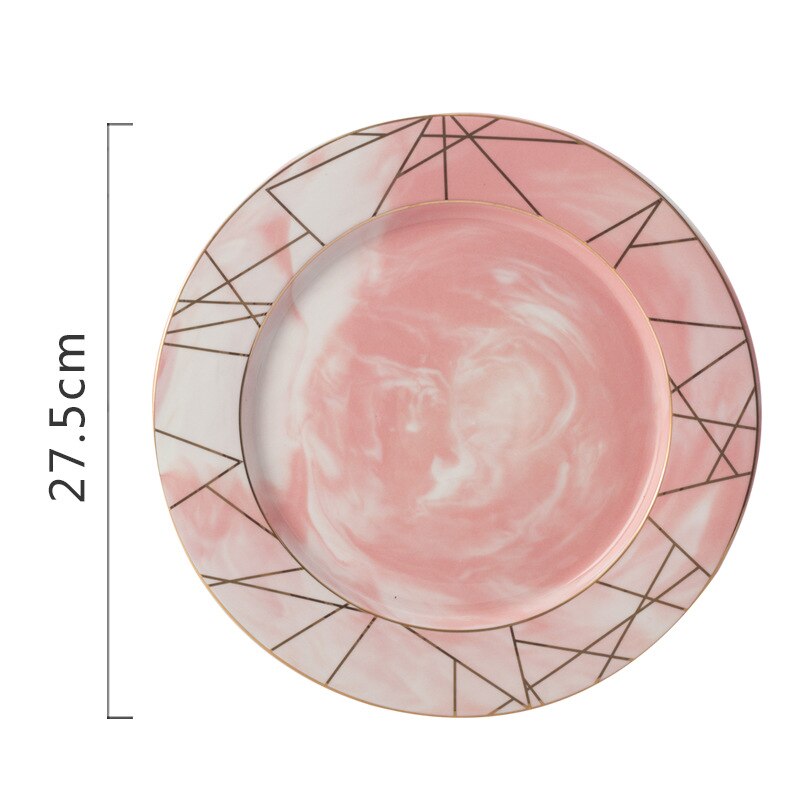 1pc glod geometri diamant marmor keramisk middag flad plade opvaske salat plader desset plade sousplat dekorative bordservice: 10 in lyserøde geometriske