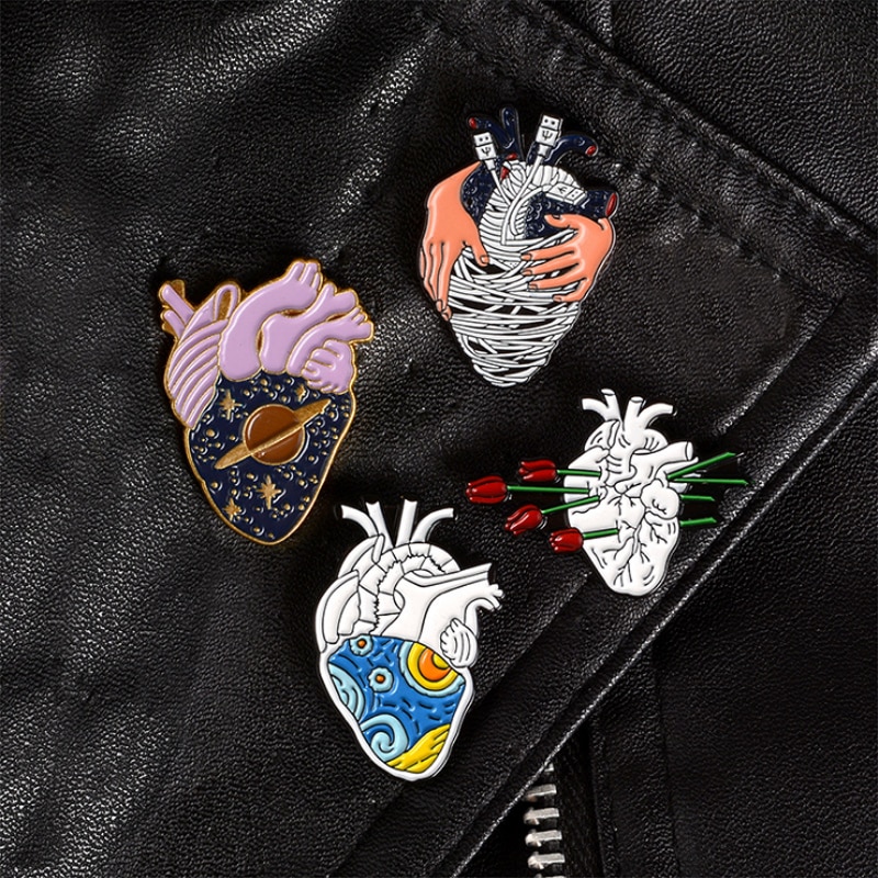 Cartoon Breave Hart Metalen Broche Button Pins Denim Jasje Pin Sieraden Decoratie Badge Voor Kleding Reversspeldjes