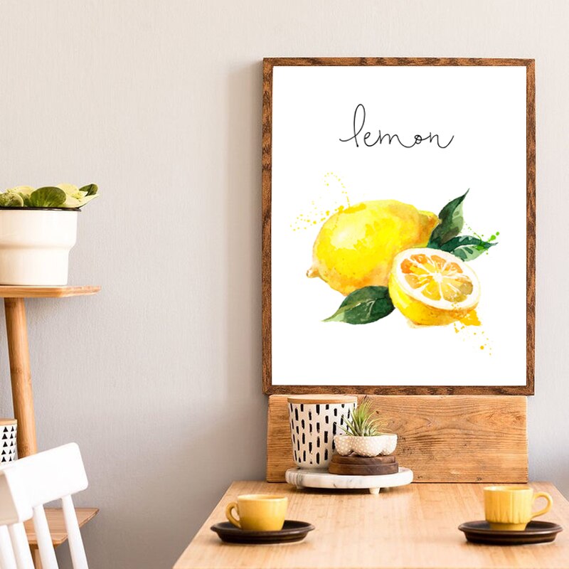 Lemon Painting Poster Kitchen Wall Art Decor Fruits Veggies Food Art Prints Wall Picture Restaurant Decoration
