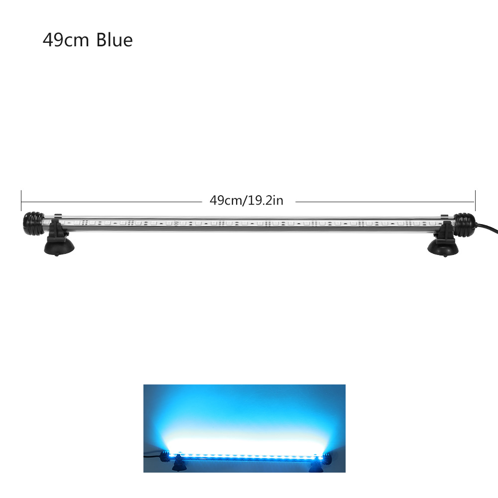 LED Aquarium Fish Tank Light Waterproof Bubble Pump Bar Light 19/29/39/49CM Underwater Aquarium Lamp Aquariums Decor Lighting EU: Blue White 49cm
