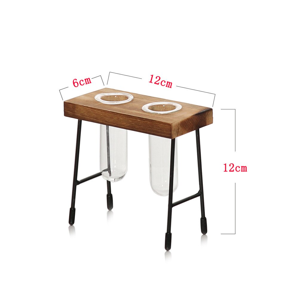 Table Desk Bulb Glass Hydroponic Vase Flower Plant Pot Wooden Tray: A