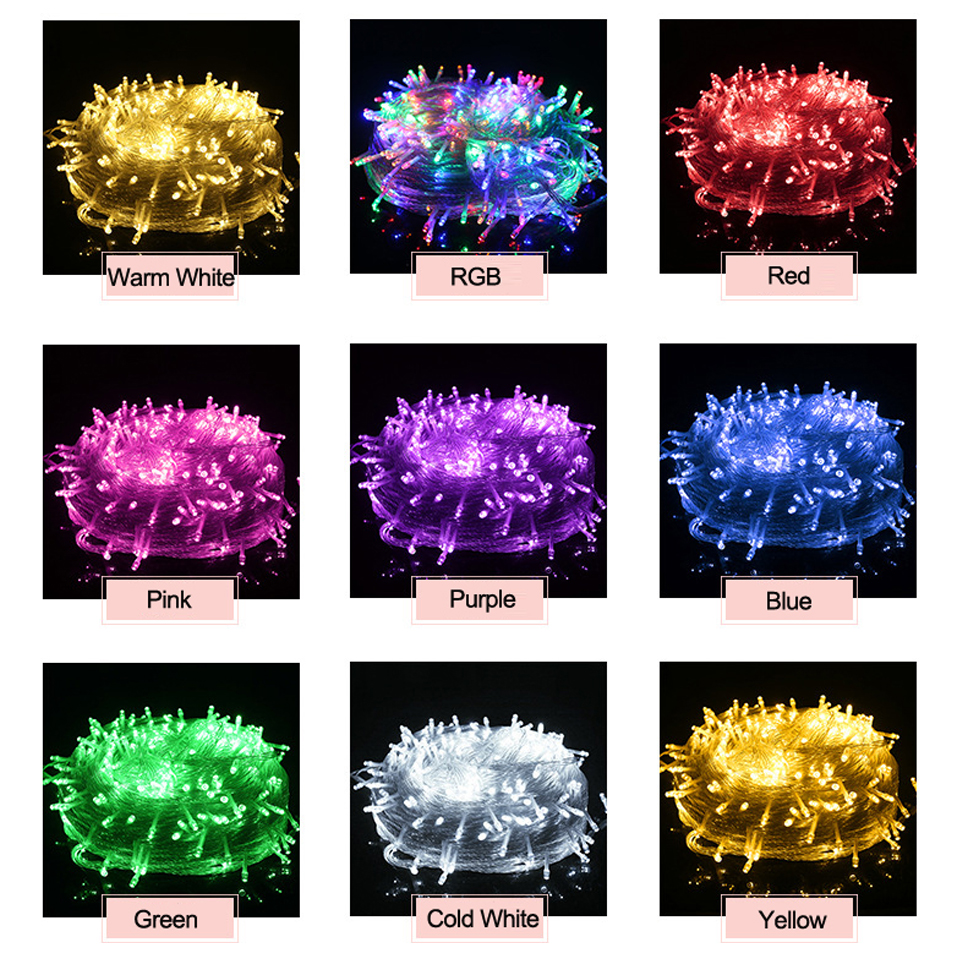 Rgb Led Verlichting Strings 10M 110V 220V 8 Modi Waterdichte IP65 Kerst Garland Fairy Lights Outdoor Indoor Decoratie