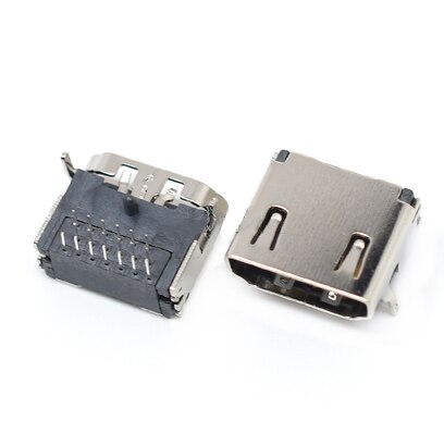 HDMI socket 19P three-row pin HDMI female socket 90 degree curved plug-in welding plate HD TV socket interface