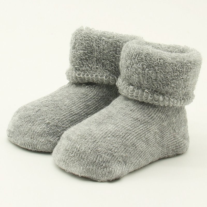 Baby piger drenge nyfødte spædbarn vinter varme støvler småbørn børn bløde bomulds sokker støvletter 0-2 y: Grå