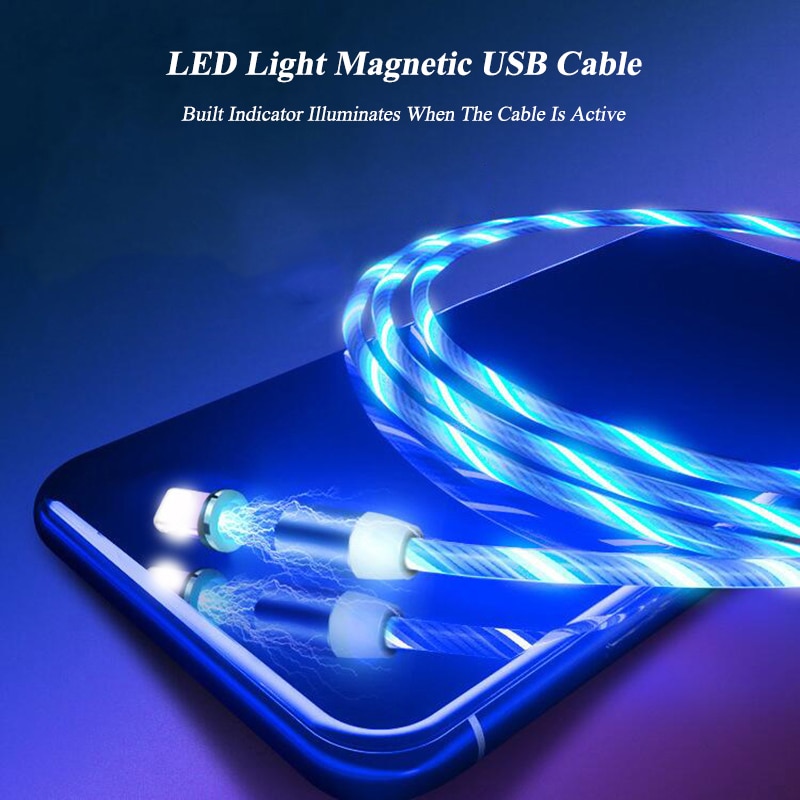 Magnetische Led Licht Kabel Snel Opladen Magneet Micro Usb Type C Kabel Honor 20 10 8X Oplader Voor Iphone X samsung S8 S10 A50 A70