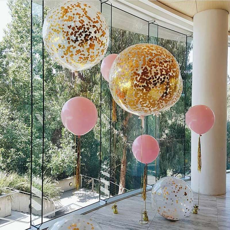 36 Inch Giant Confetti Ballonnen Rose Gold Clear Balon Opblaasbare Bruiloft Mariage Gelukkig Brithday Partij Decoratie Latex Ballon