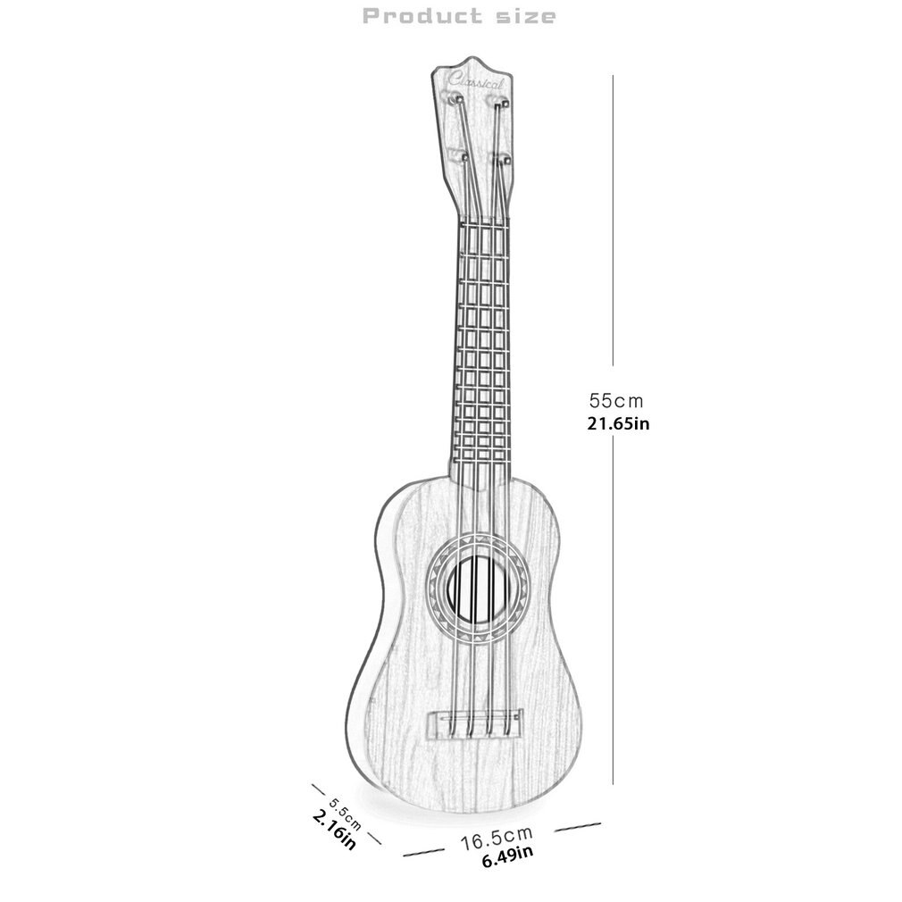 Ukulele 21 Inch Simulation Wood Grain 4 Strings Uke Bass Stringed Musical Instrument Perfect For Beginners For Kid