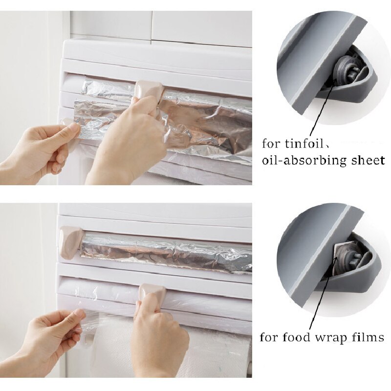 4 In 1 Keuken Organisator Papieren Handdoek Houder Vershoudfolie Snijden Houder Saus Fles Tin Folie Papier Opbergrek Keuken plank