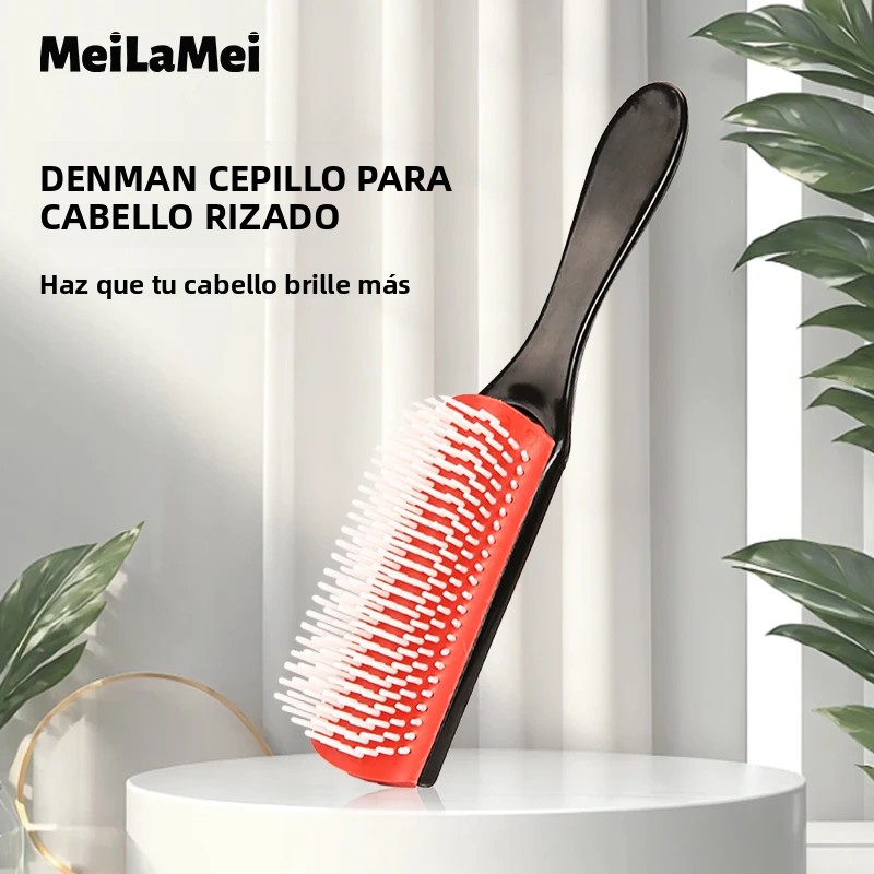 Cepillo de pelo desenredante de 9 filas, cepillo desenredante, masajeador del cuero cabelludo, peine húmedo recto para mujeres y hombres, cepillo de pelo rizado de salón