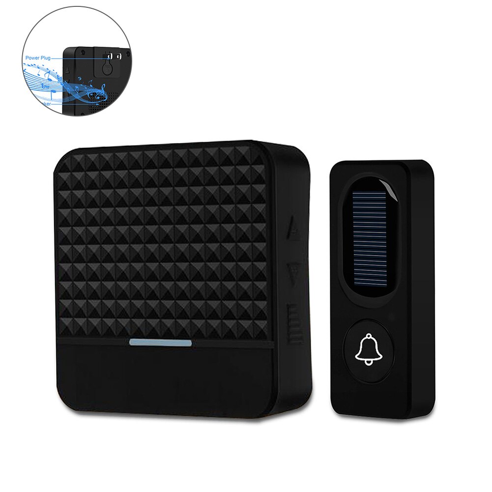 Loudy Energy Saving Wireless Doorbell Smart Charging 52 Ringtones Hotel LED Light Solar Powered Durable Home Waterproof Portable