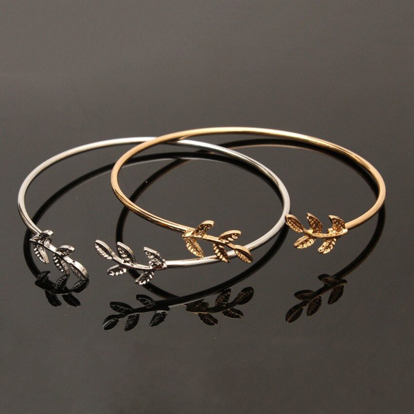 neue Blätter Öffnung Legierung Manschette Armbänder für Frauen Gold Silber Farbe Armbänder Weiblichen Schmuck