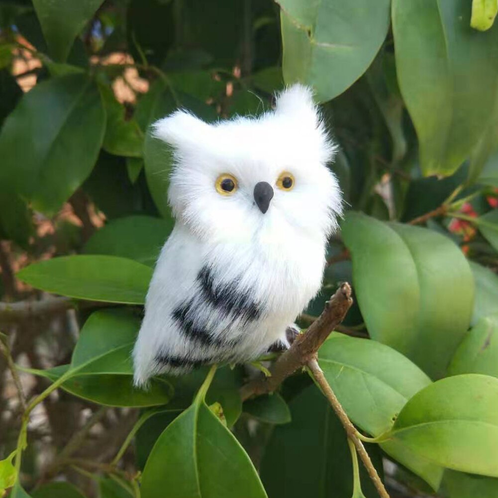 Cute Artificial Lifelike Animal Owl Miniature Plush Toy Garden Ornament Photo Props