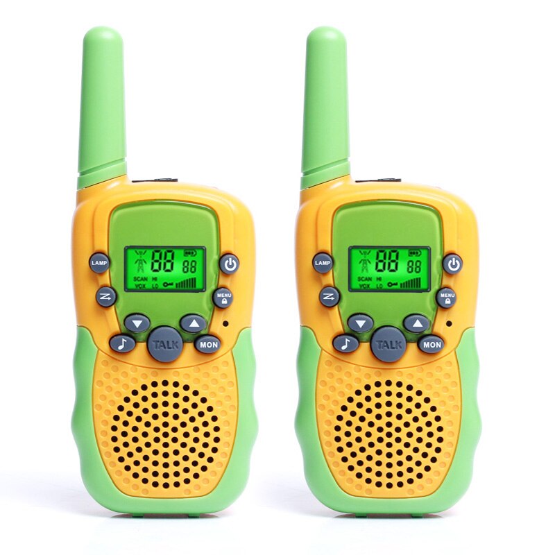 2pcs OPPXUN T388 Mini Children Walkie Talkie Kids Portable Ham Radio Station Cb UHF Headset Transceiver Christmas Telefon: yellow green - 2pcs