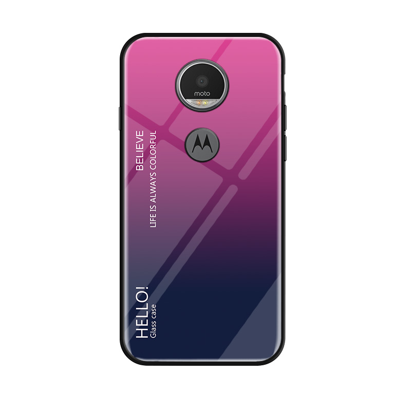 Para Motorola Moto E5 funda de lujo de cristal templado de silicona Marco de gradiente cubierta trasera protectora para Motorola Moto G6 Play: For MOTO E5 / 2