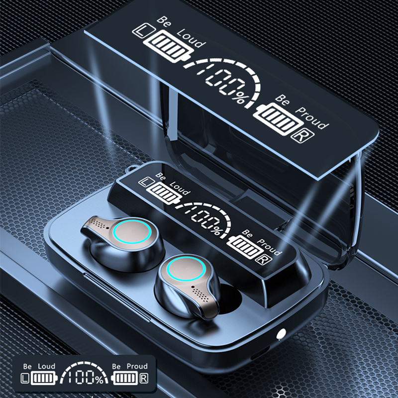 Draadloze Hoofdtelefoon Bluetooth Oortelefoon Led Display Sport Waterdichte Oordopjes Hifi Stereo Headset Met Microfoons