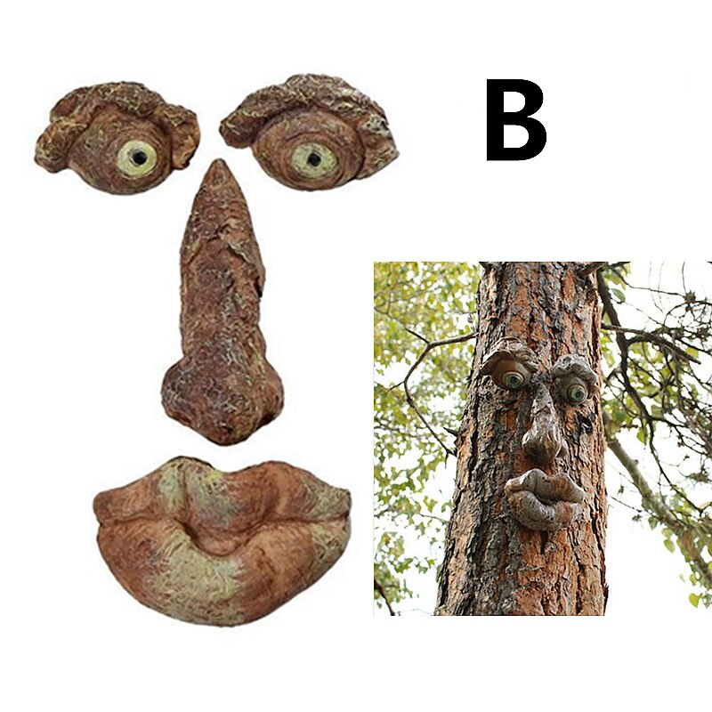 Funny Old Man Tree Face Hugger Garden Art Outdoor Tree Amusing Old Man Face Sculpture Whimsical Tree Face Garden Decoration: B
