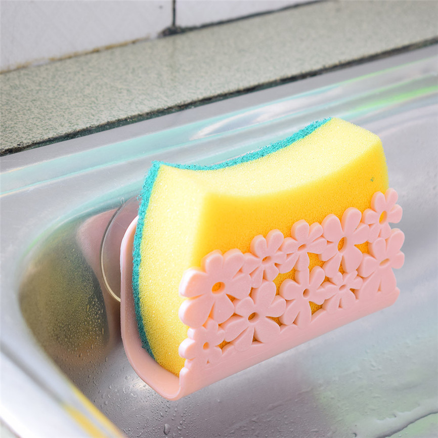 Soporte de esponjas de succión para fregadero de cocina, soporte de estropajos montado en la pared, estante depósito de jabón, soporte de esponja, estante de baño de cocina