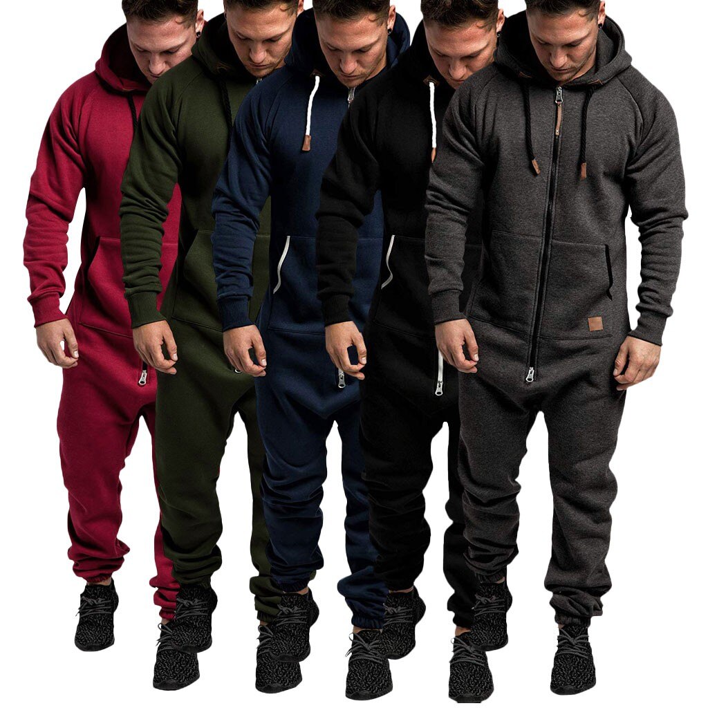 Combinaison Pyjama Homme Polaire Chaud Hiver - Une Pièce Avec Capuche Et Fermeture Éclair