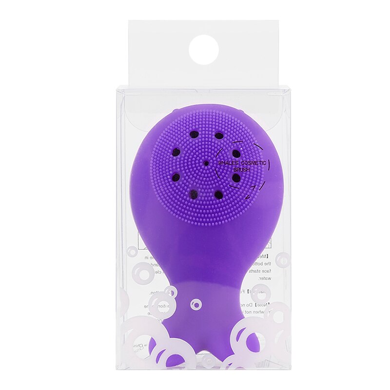 1pcs Silicone Small Whale Wash Brush Whale Cleansing Brush Cleansing Instrument Clean Nose Brush Cleansing Tool: Purple(box)