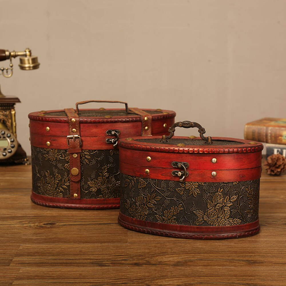 Delicate Ancient Chinese Style Round Tea Leaves Cake Storage Box Tea leaves Display Organizer Wooden Tea Package Box - A Si