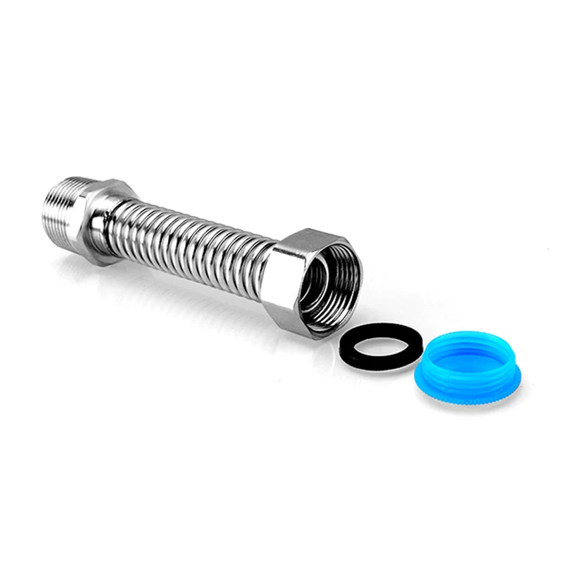 Shower Hose 10/20/30/40/50/60/80/100cm Bellows Extension Tube 1/2" 3/4" Male Female Connector 304 Stainless Steel Water Heater
