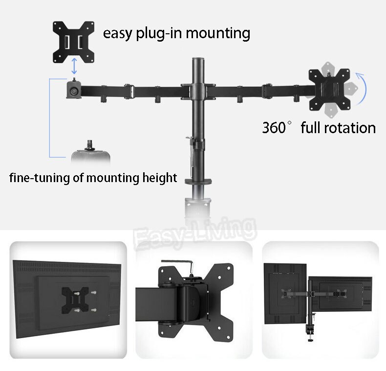 Desktop Stand Full Motion 360 Degree 4 Screens Monitor Holder 10"-24"LCD LED Monitor Mount Arm Loading 9kgs Each Head