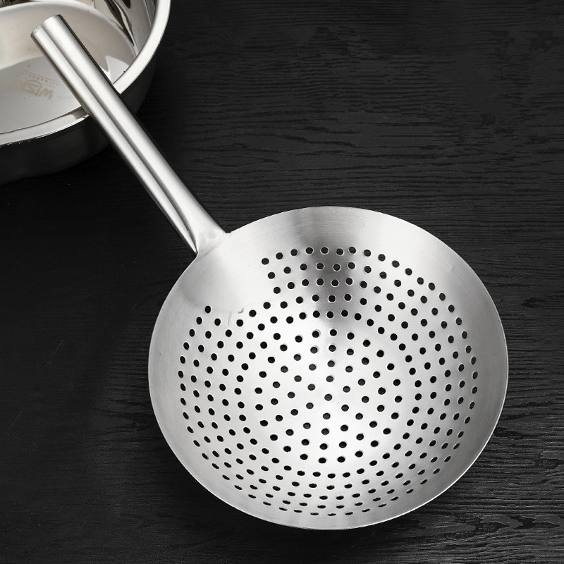 Colador grueso de acero inoxidable 304 con mango largo, tamiz grande para albóndigas, harina y fideos, espumadera, cuchara de cocina