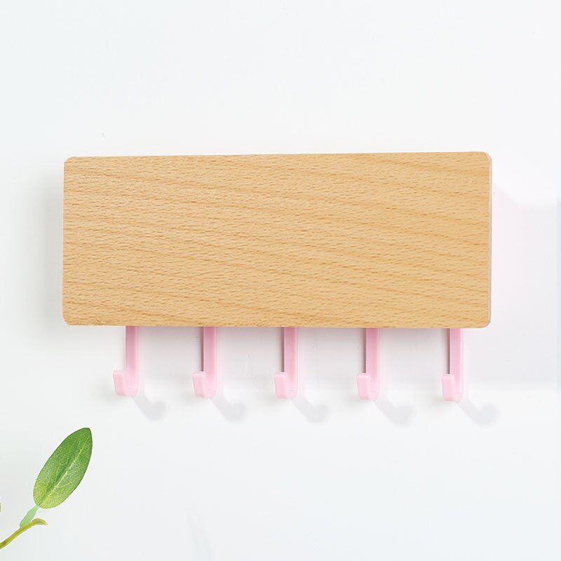 Vintage bois gain de place crochet mural en bois clé cintre support de rangement décor mural maison décorative chambre porte mur cintre crochets: 6